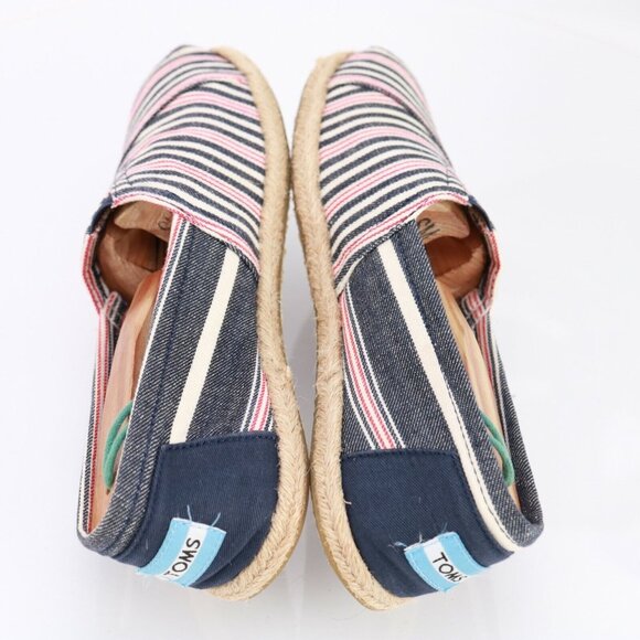 TOMS Womens Classic Alpargata Slip On Shoe Size 7.5 Navy Red Flat Espadrille - Picture 7 of 12